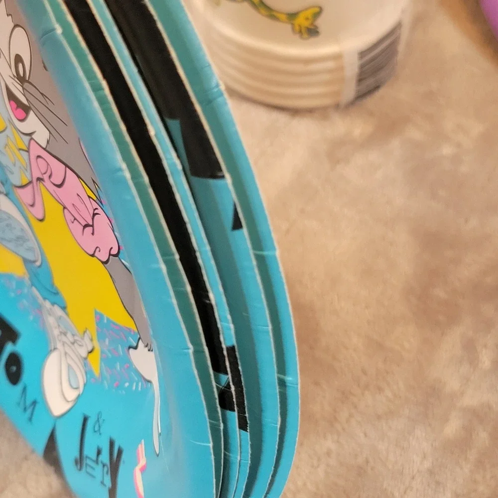 Vintage Amscan Kids Party Plates Cups 80s 90s Tom & Jerry Partyasaurus Choo Choo
